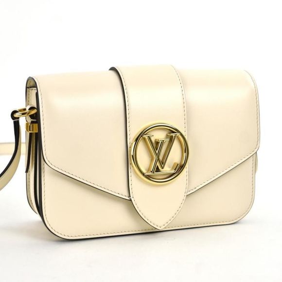 Louis Vuitton Point Neuf Shoulder Bag Smooth Leather Claim White Beige - Picture 2 of 16